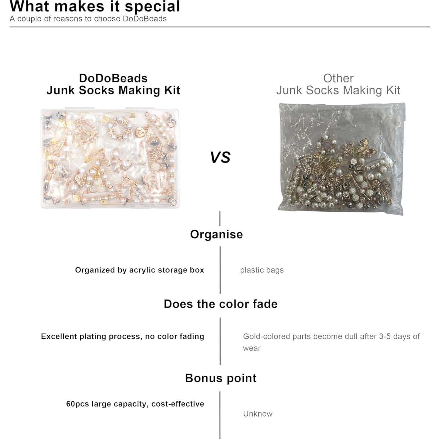 Kit de Encantos para Calcetines DoDoBeads - 60 Piezas Doradas