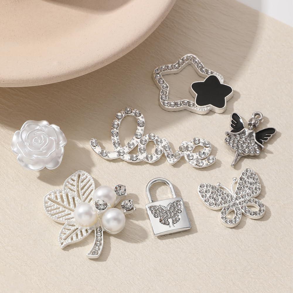 24 Encantos Brillantes para Zapatos Plata - Joyería Decorativa