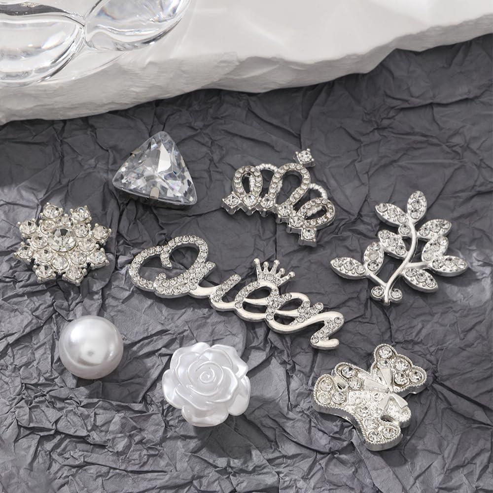 24 Encantos Brillantes para Zapatos Plata - Joyería Decorativa