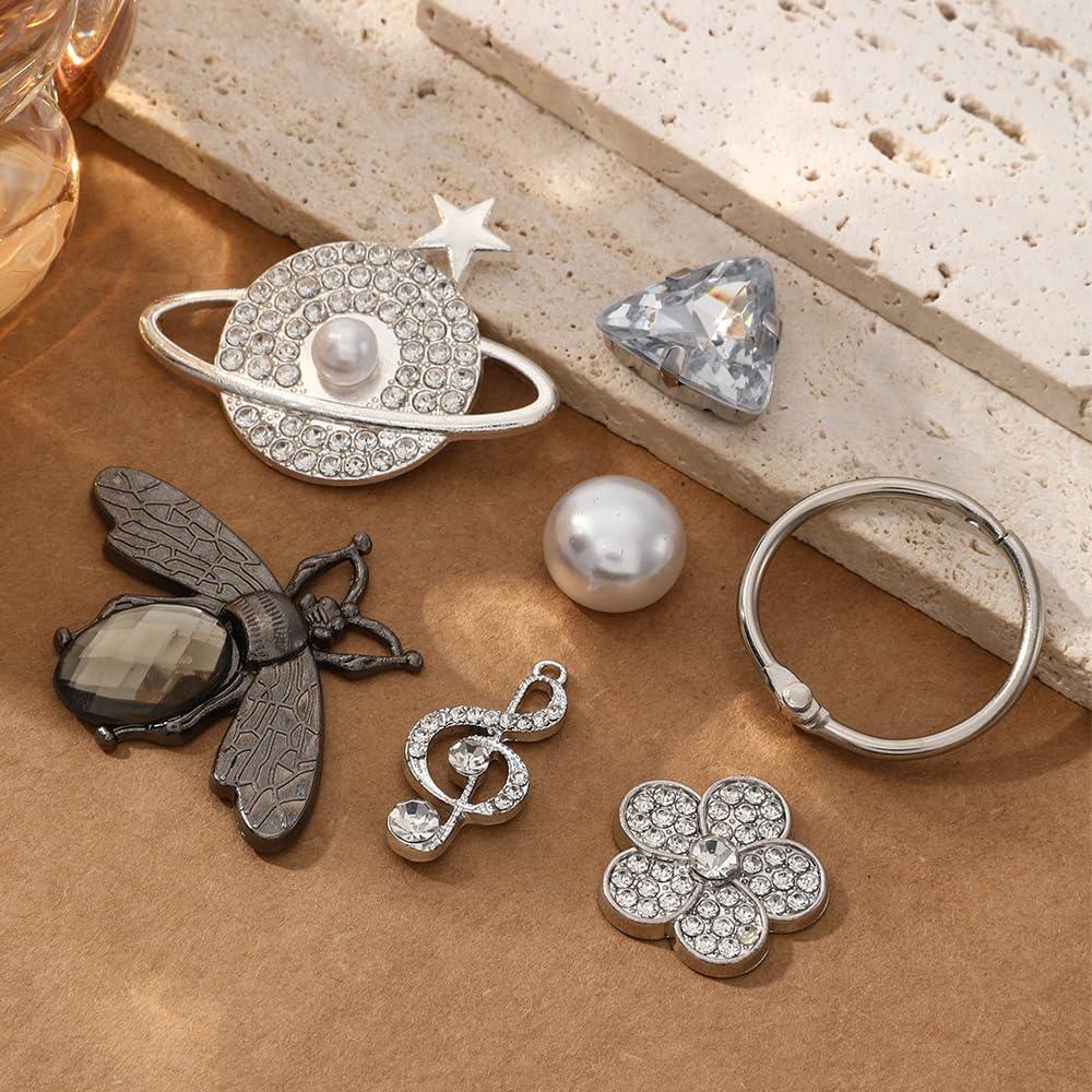 24 Encantos Brillantes para Zapatos Plata - Joyería Decorativa