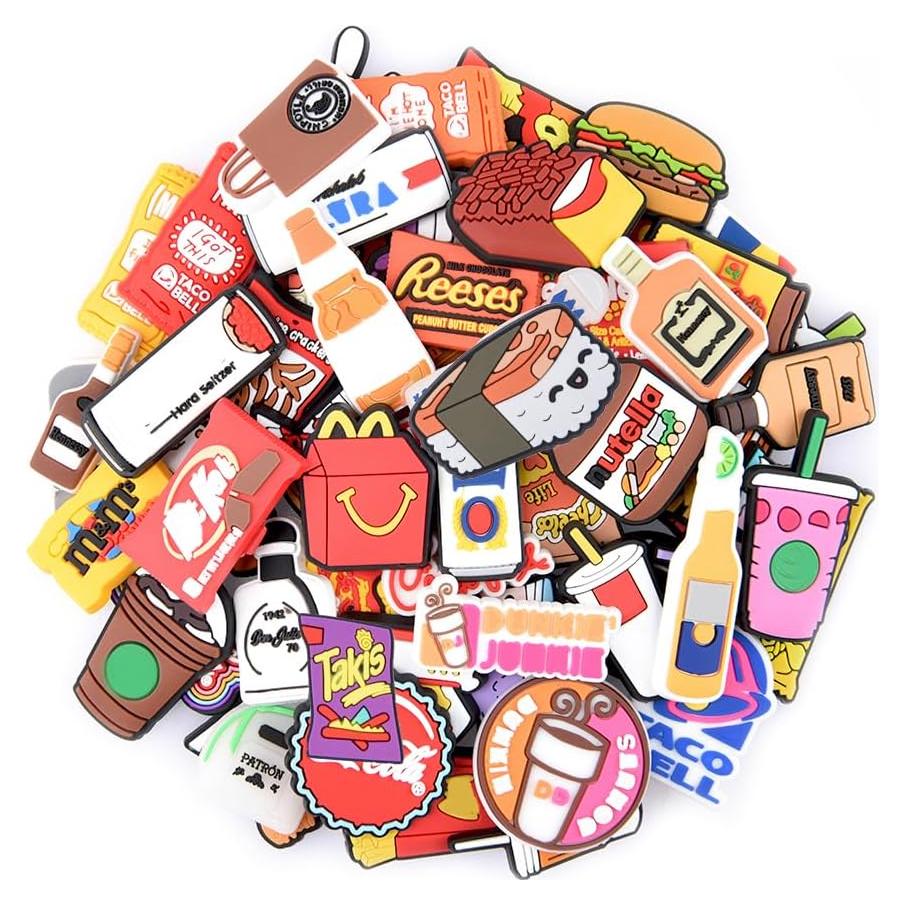 Lote de 50 Encantos de Zapatos Comida Rápida PVC Adultos