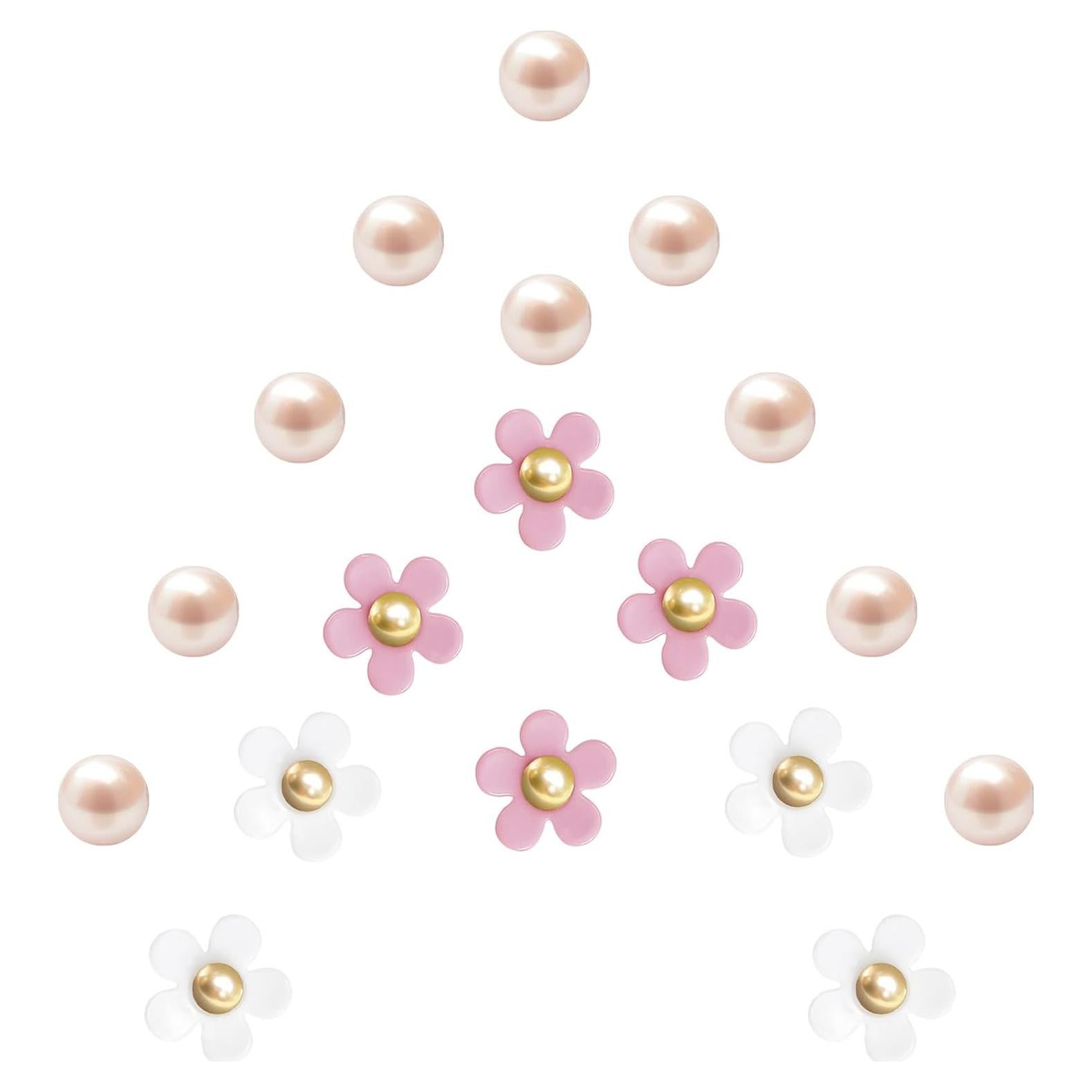 Set de 18 Charms de Zapatos de Flores y Perlas para Mujeres