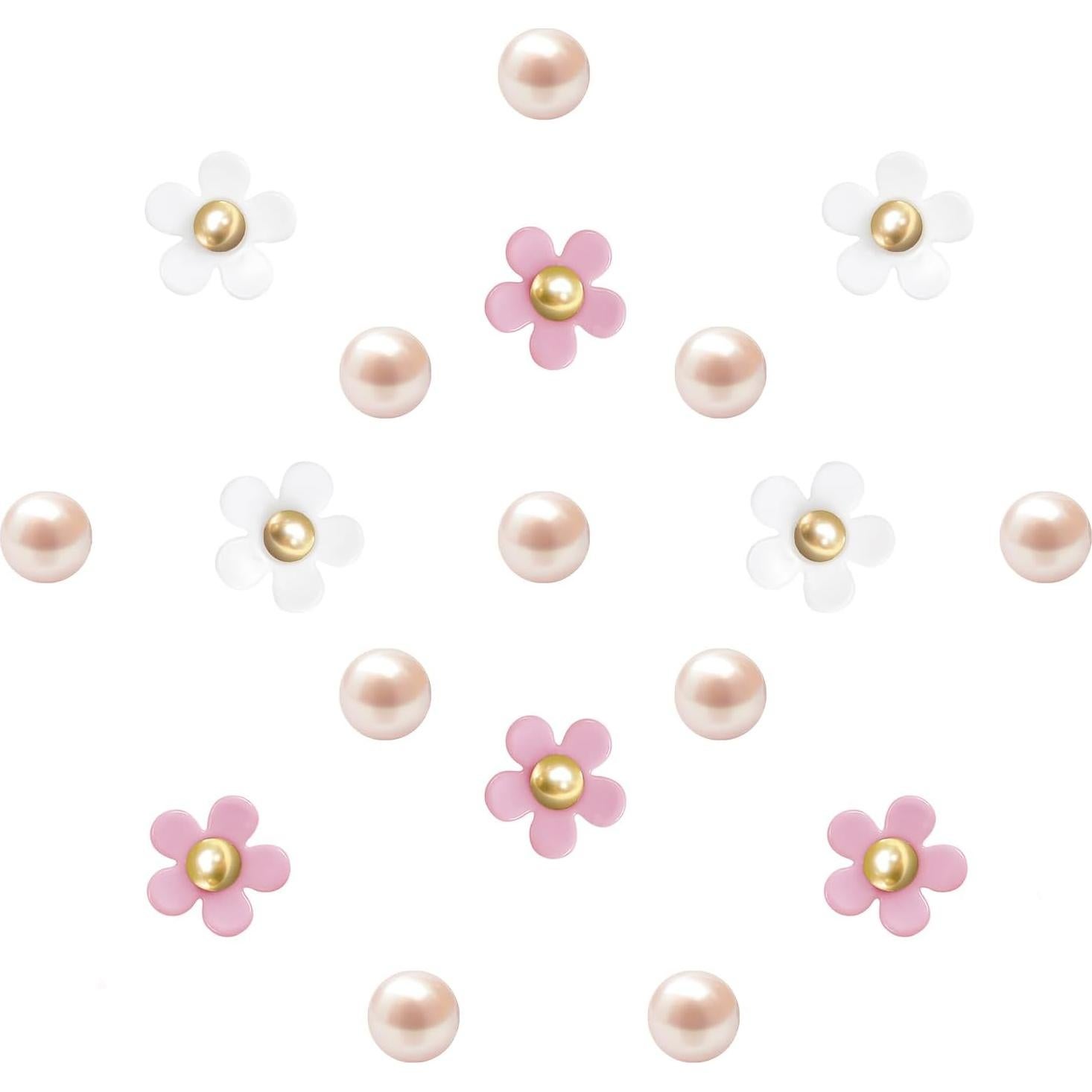 Set de 18 Charms de Zapatos de Flores y Perlas para Mujeres