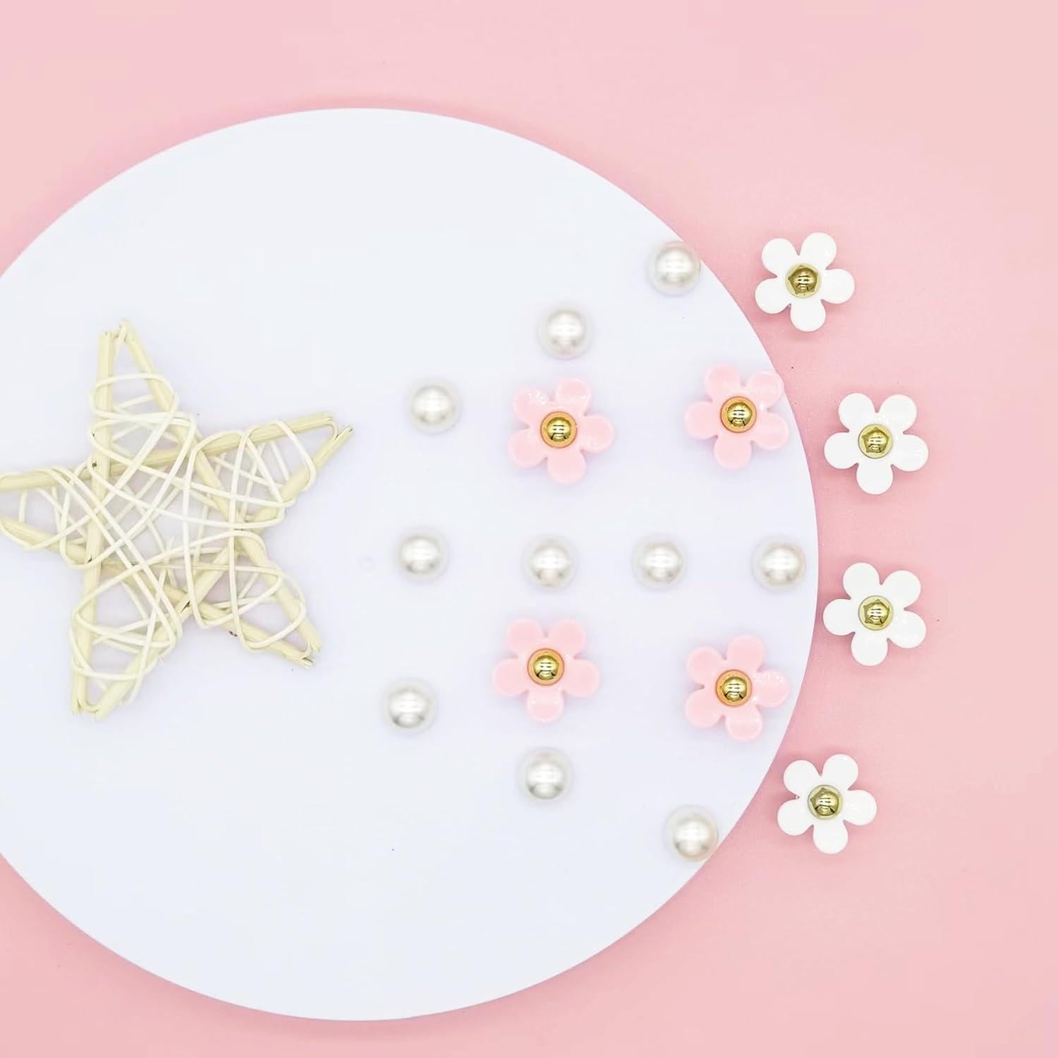 Set de 18 Charms de Zapatos de Flores y Perlas para Mujeres