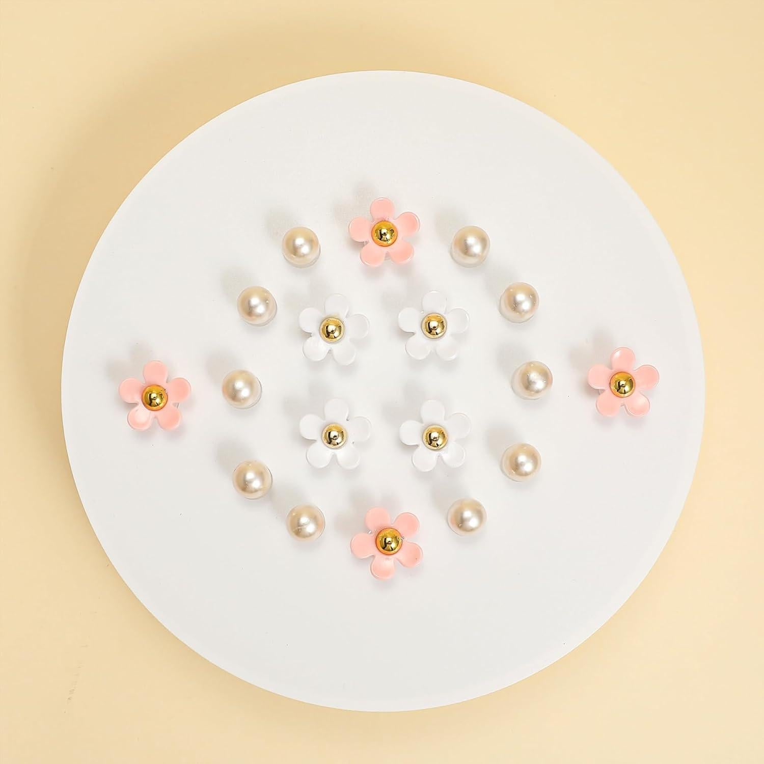 Set de 18 Charms de Zapatos de Flores y Perlas para Mujeres