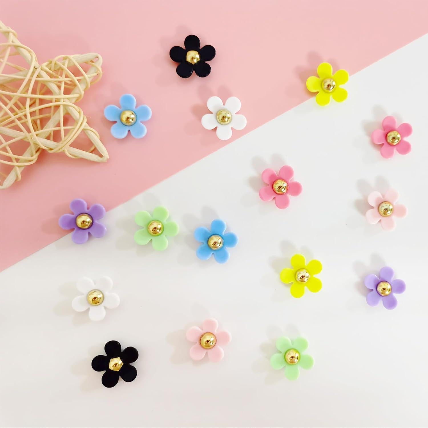 Set de 18 Charms de Zapatos de Flores y Perlas para Mujeres