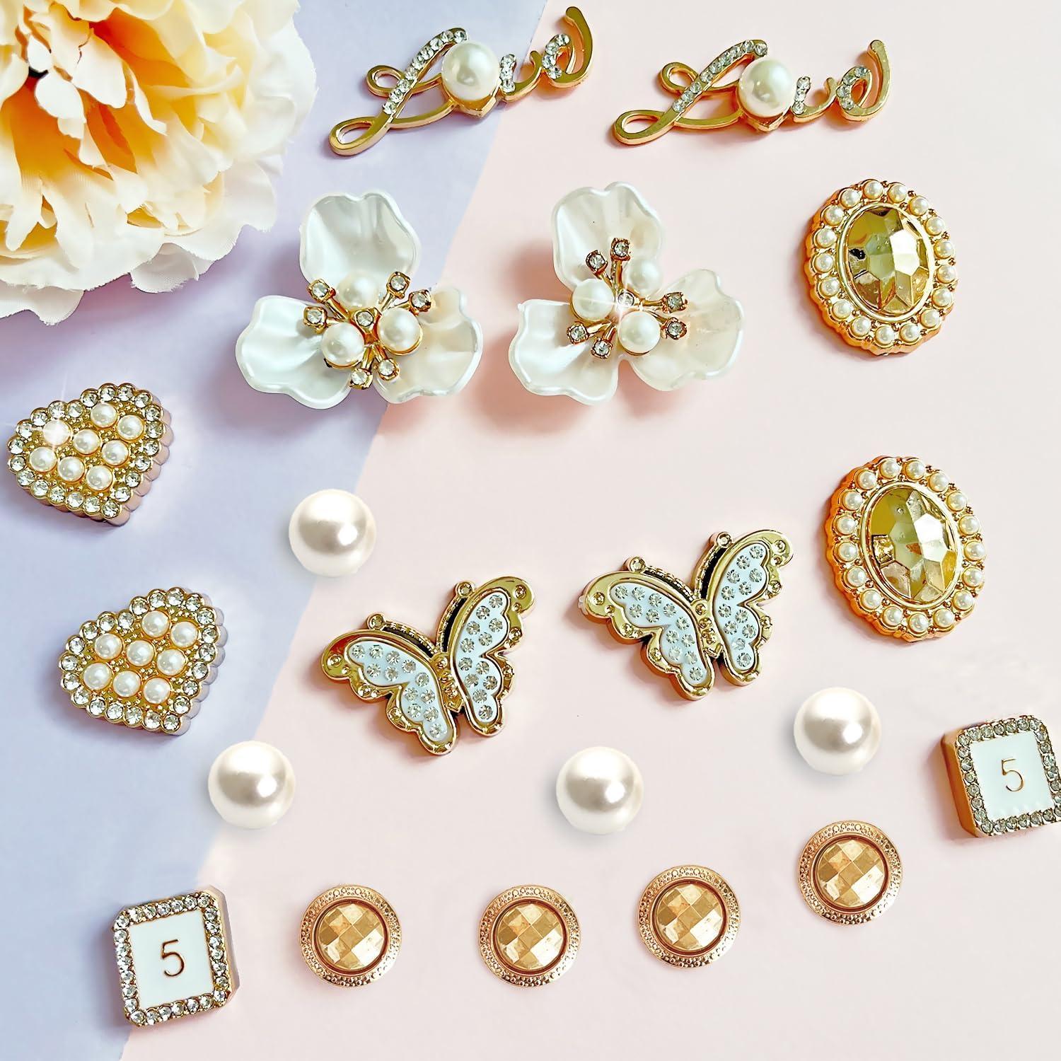 Encantos de Zapatos Brillantes BOAJUNWU - 20 Piezas + Cadenas