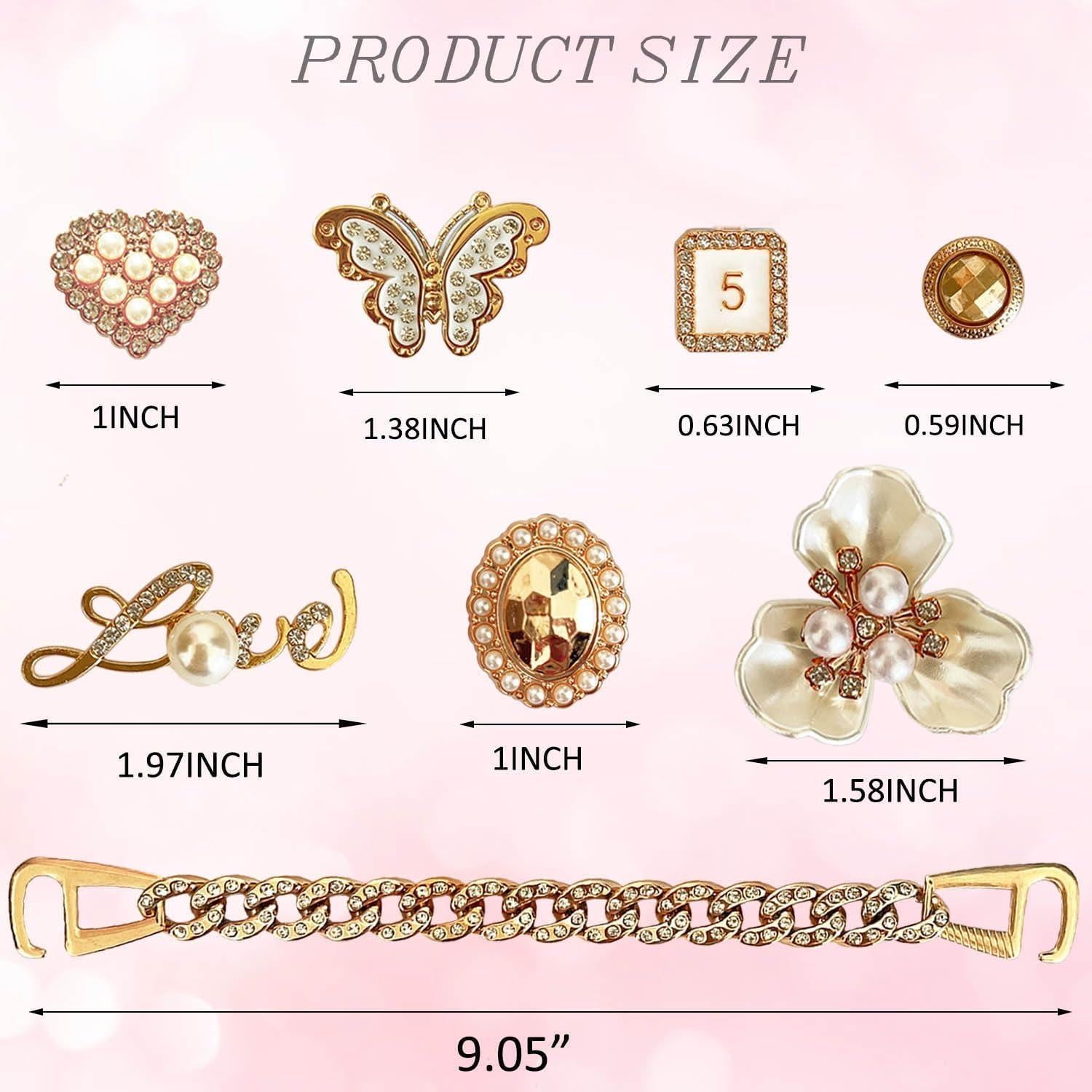 Encantos de Zapatos Brillantes BOAJUNWU - 20 Piezas + Cadenas