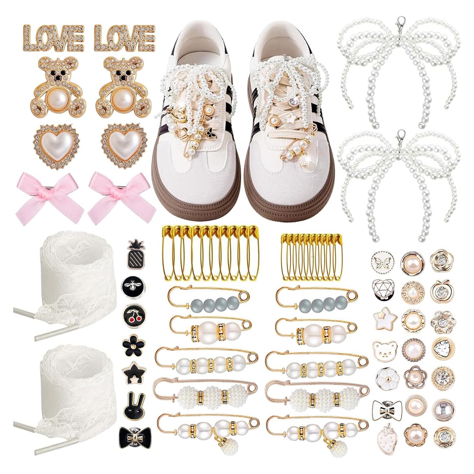 72 Encantos para Zapatillas y Ropa - Broches de Perlas y Rhinestones