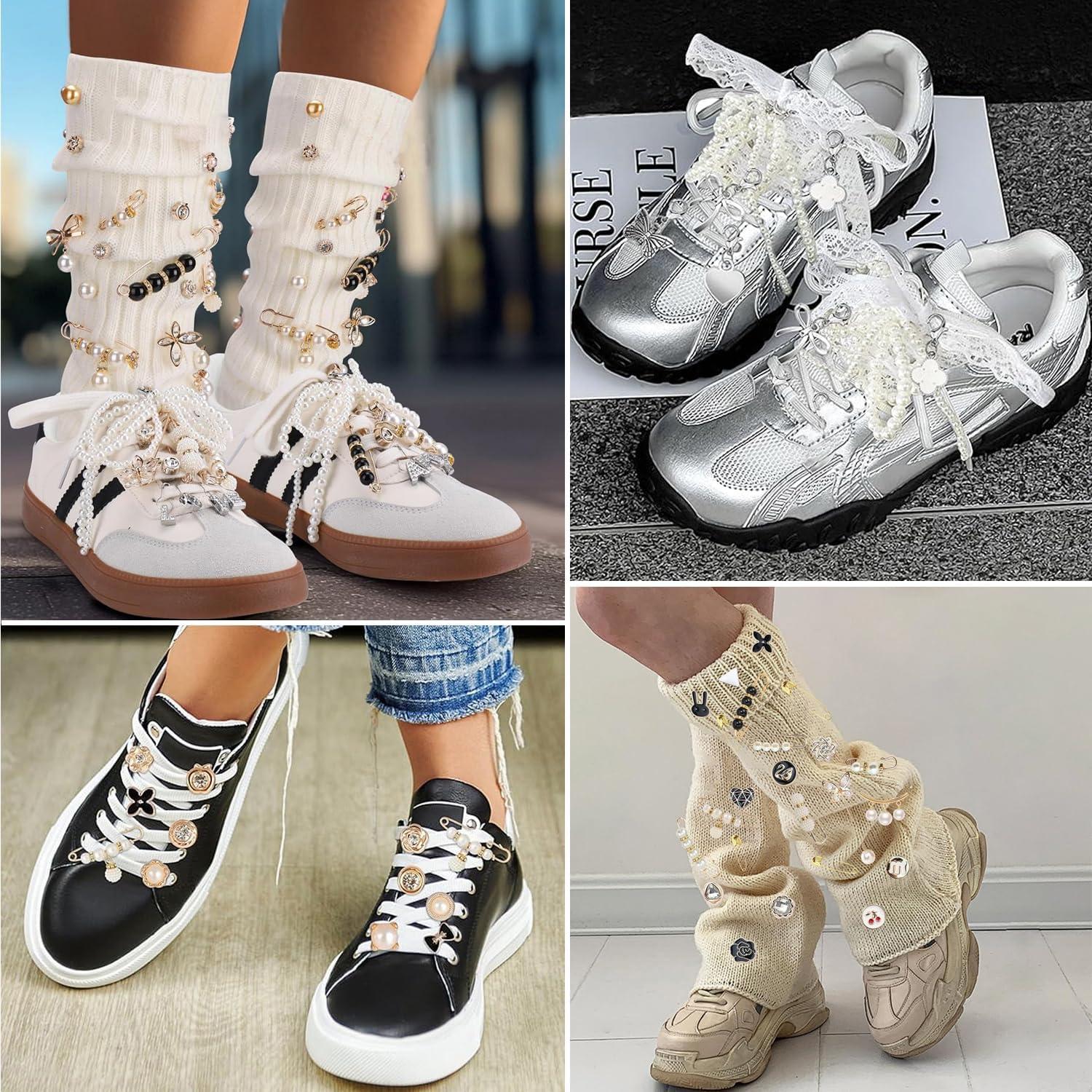 72 Encantos para Zapatillas y Ropa - Broches de Perlas y Rhinestones