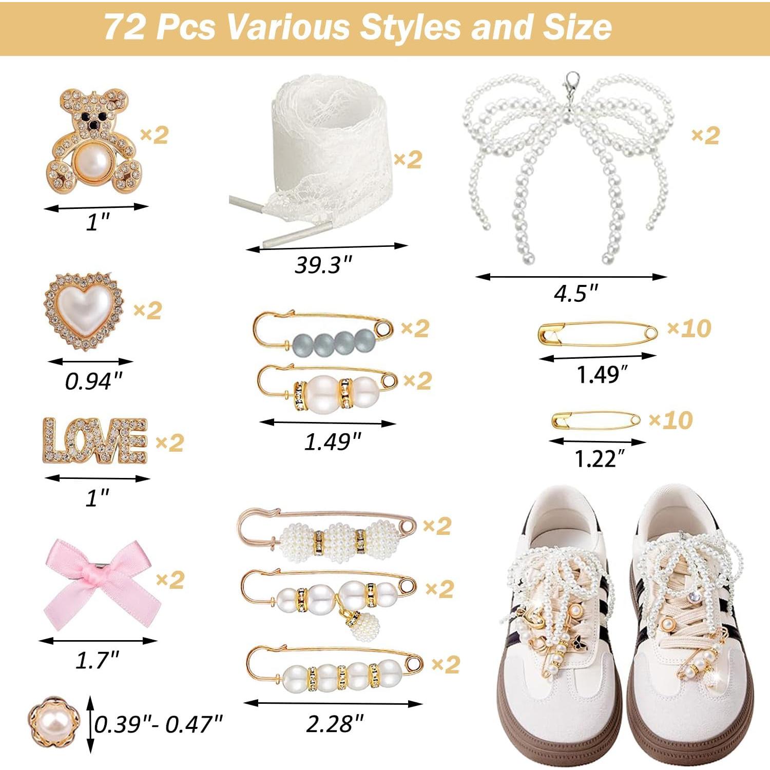 72 Encantos para Zapatillas y Ropa - Broches de Perlas y Rhinestones