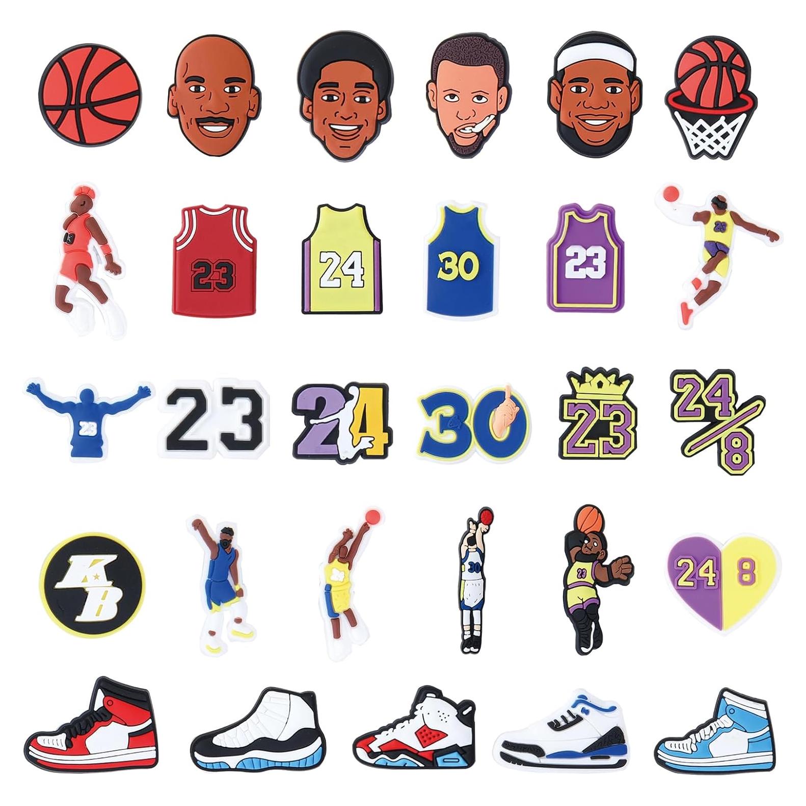 30 Piezas Encantos de Zapatillas de Baloncesto PVC para Niños