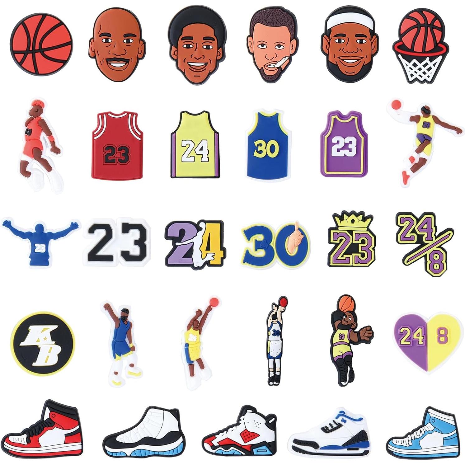 30 Piezas Encantos de Zapatillas de Baloncesto PVC para Niños