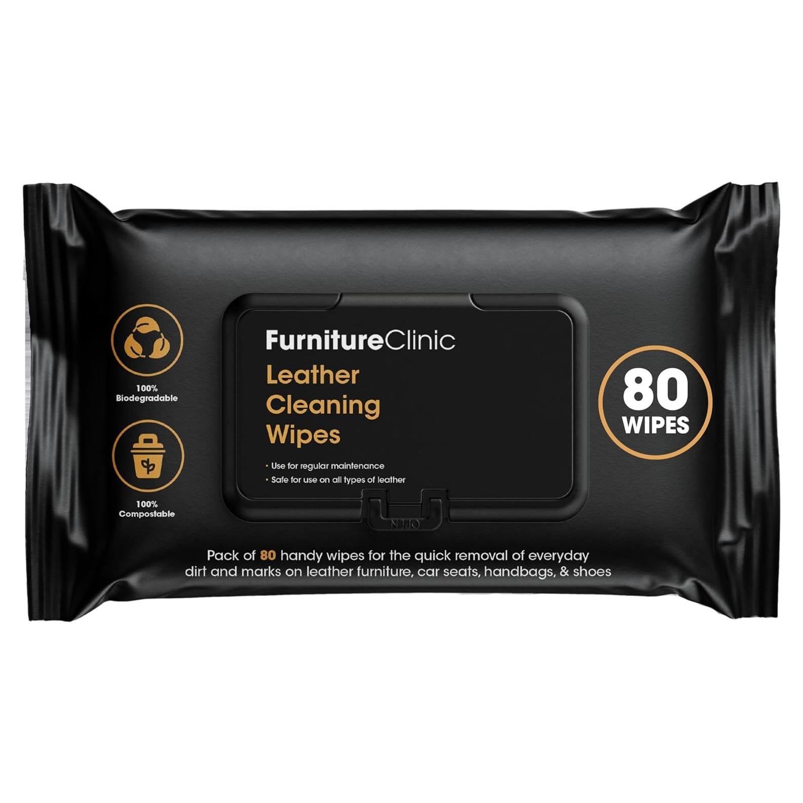 Toallitas de Limpieza de Cuero Furniture Clinic | 80 Unidades | Biodegradables y Efectivas