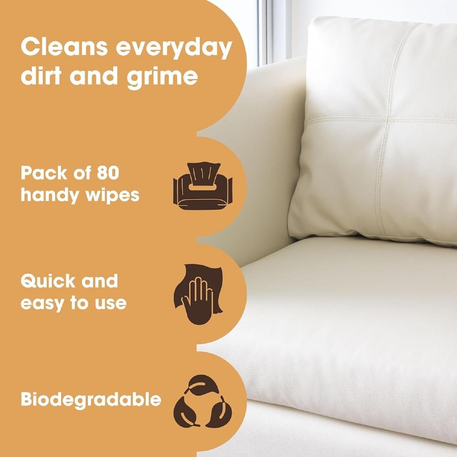 Toallitas de Limpieza de Cuero Furniture Clinic | 80 Unidades | Biodegradables y Efectivas