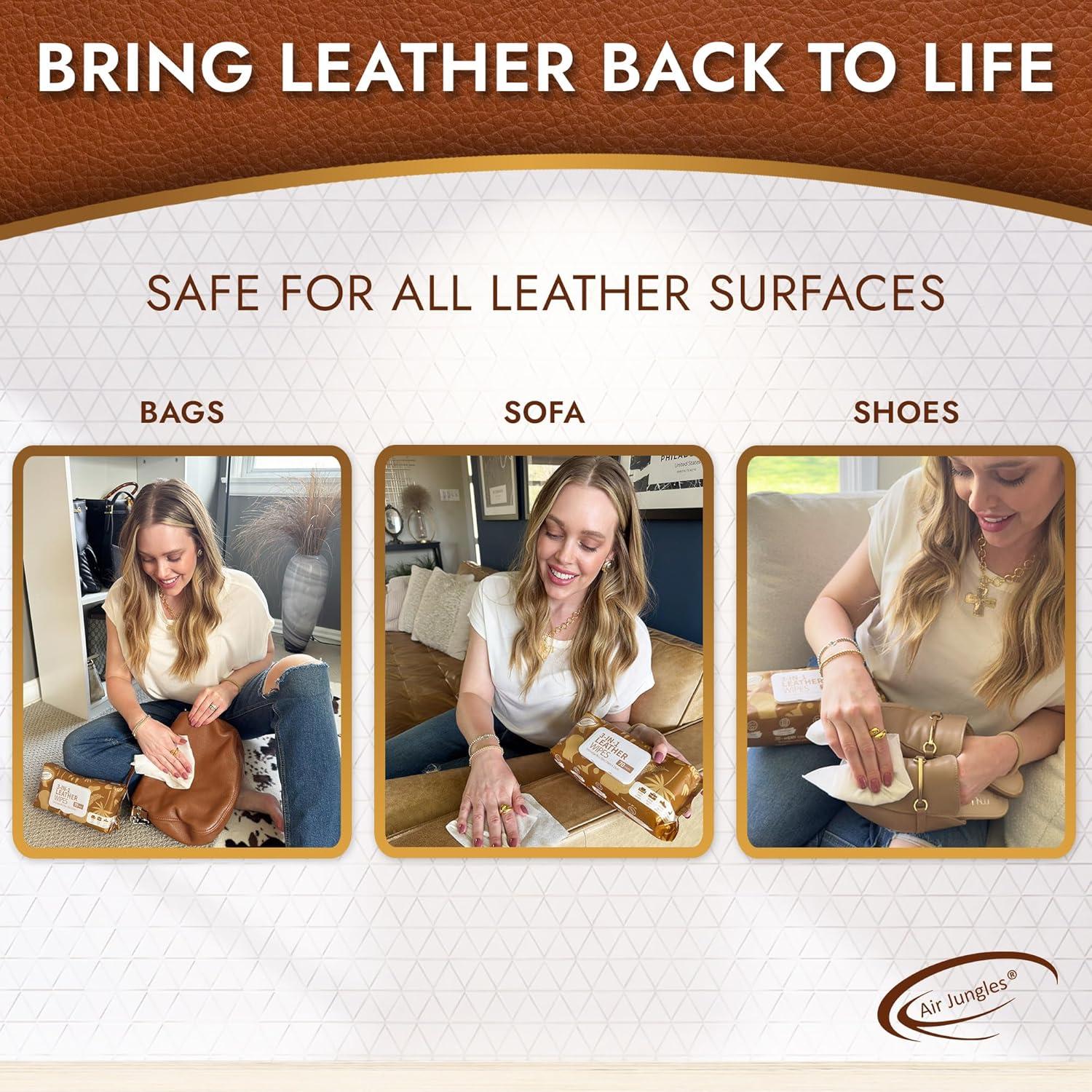 Toallitas de Limpieza para Cuero Air Jungles 140 Unidades 20x25 cm