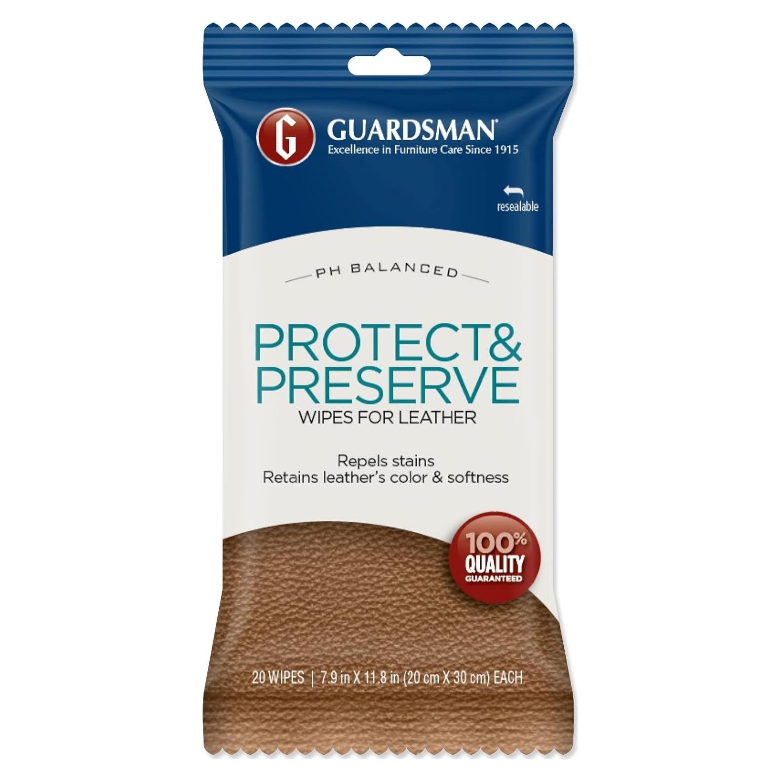 Toallitas Protectoras de Cuero Guardsman 20 Unidades