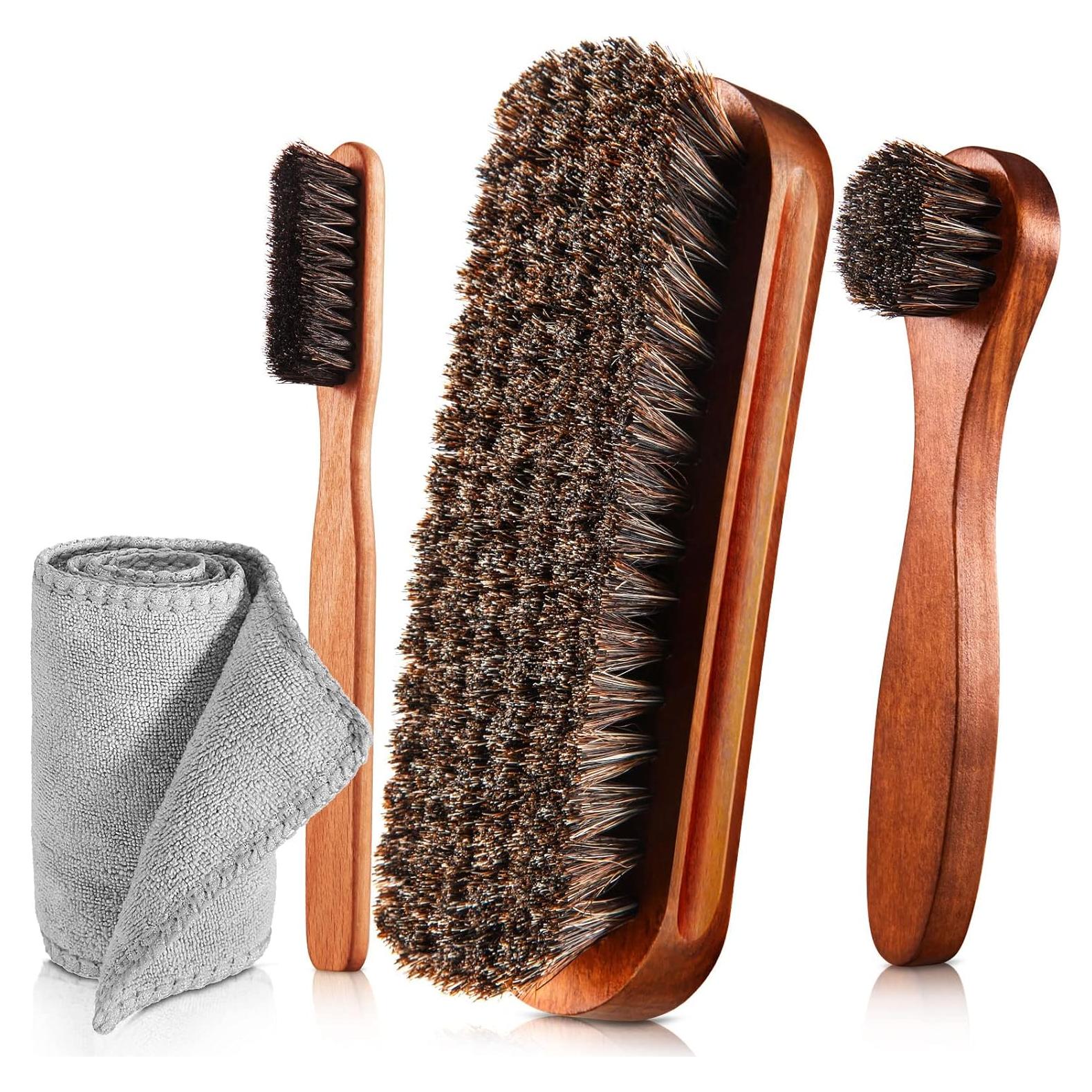 Kit de Cepillos para Brillar Zapatos ZJoey 4 Pcs con Paño