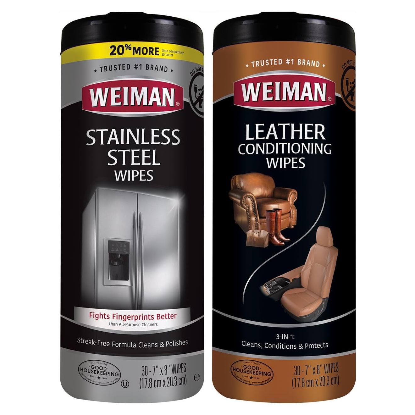 Toallitas de Limpieza Weiman para Acero Inoxidable y Cuero - 2 Tubos