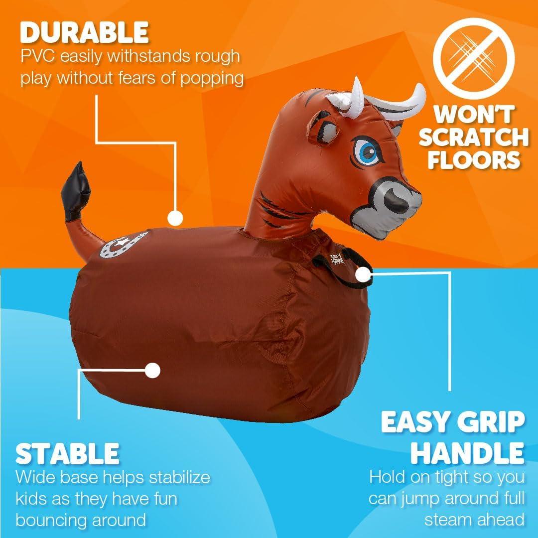 Saltador Inflable WADDLE Toro Marrón 113 kg para Niños