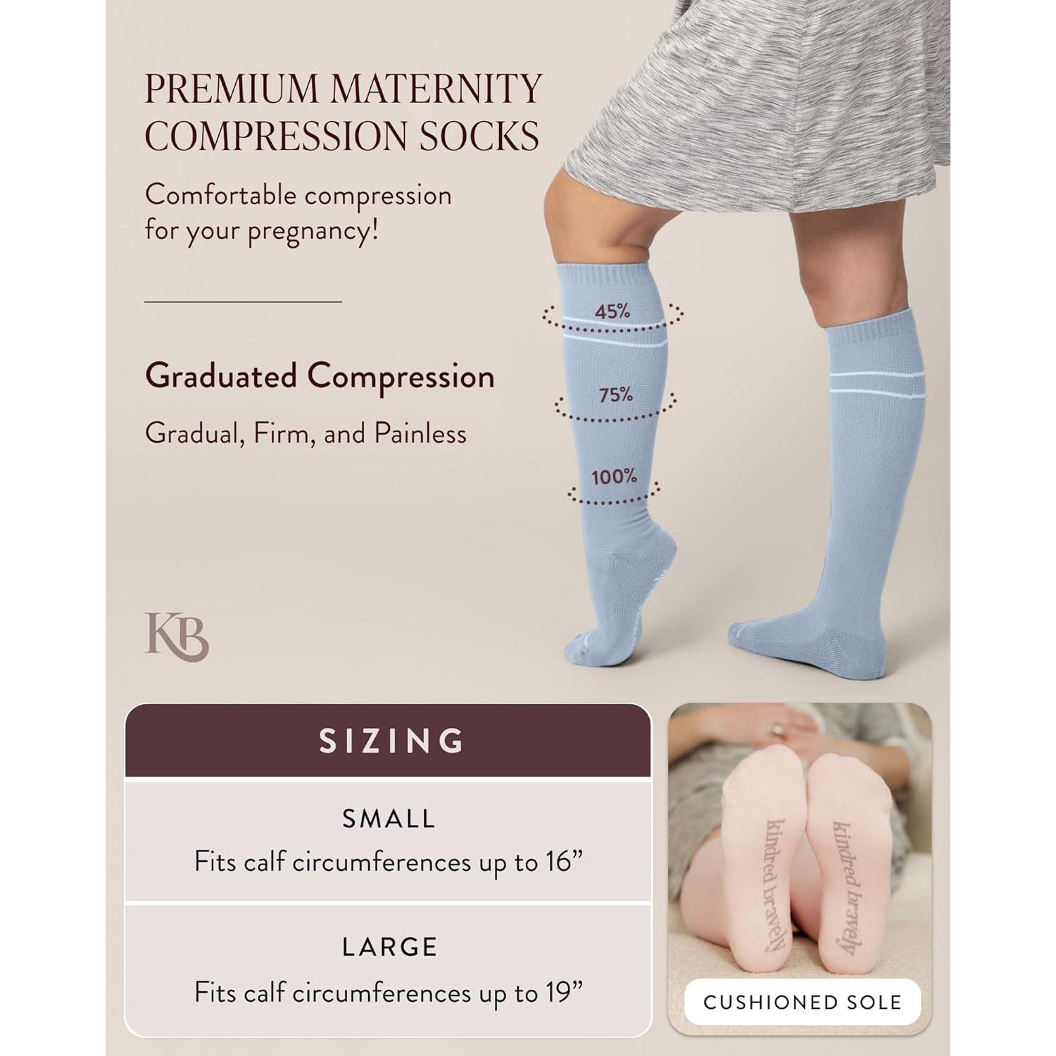 Calcetines de Compresión Kindred Bravely 2-Pack Rosa y Gris Grande