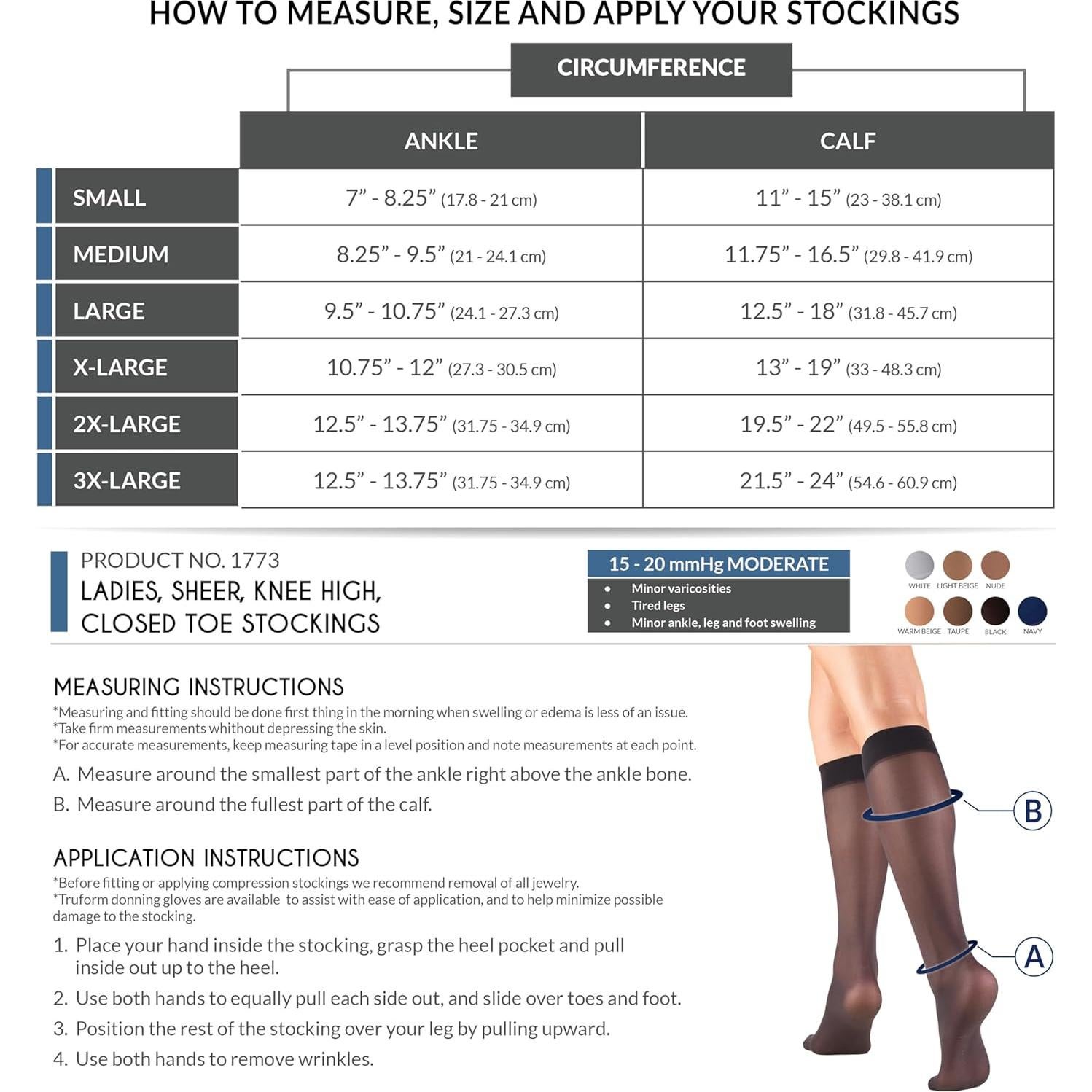 Medias de Compresión Truform 1773 para Mujeres, 15-20 mmHg, Nude