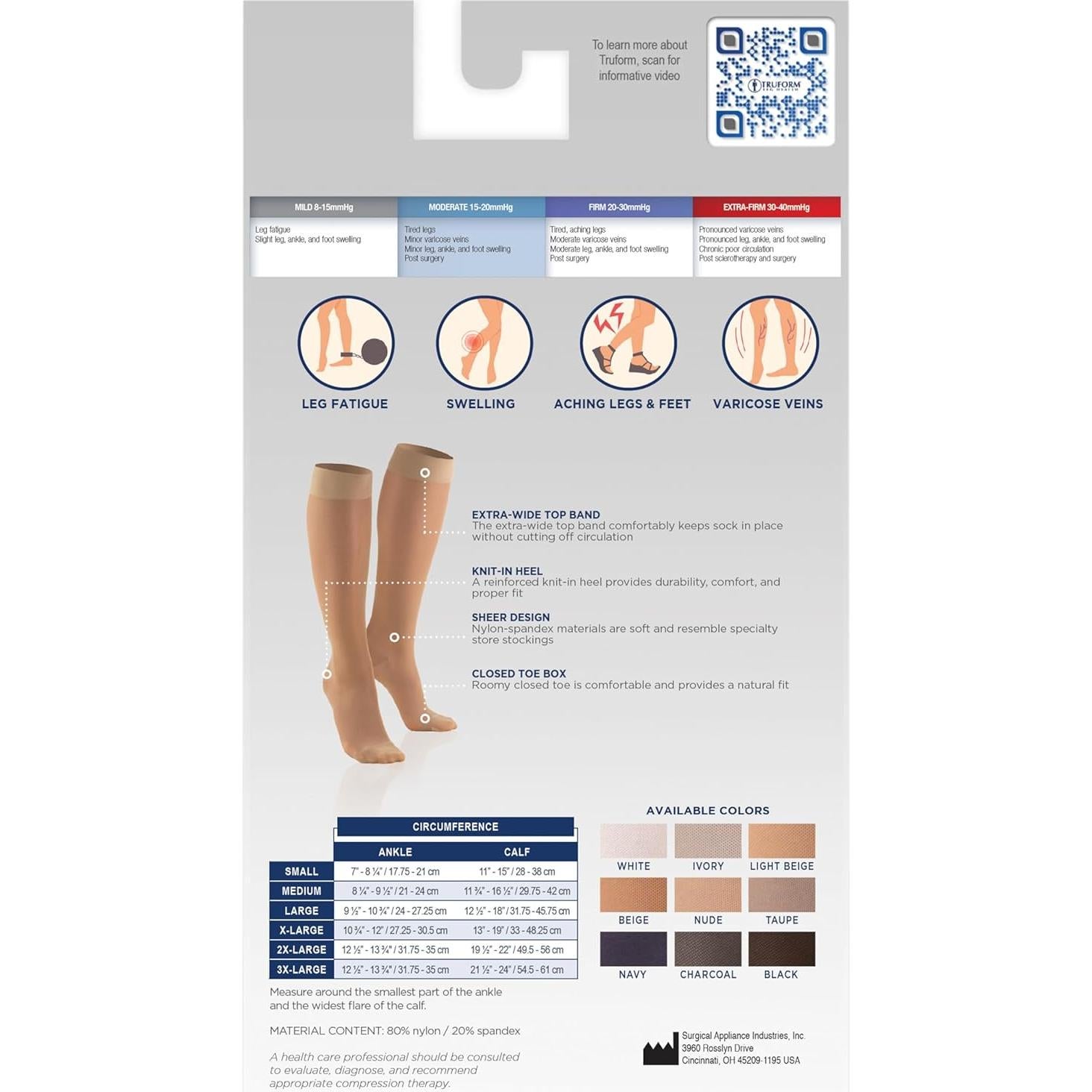 Medias de Compresión Truform 1773 para Mujeres, 15-20 mmHg, Nude