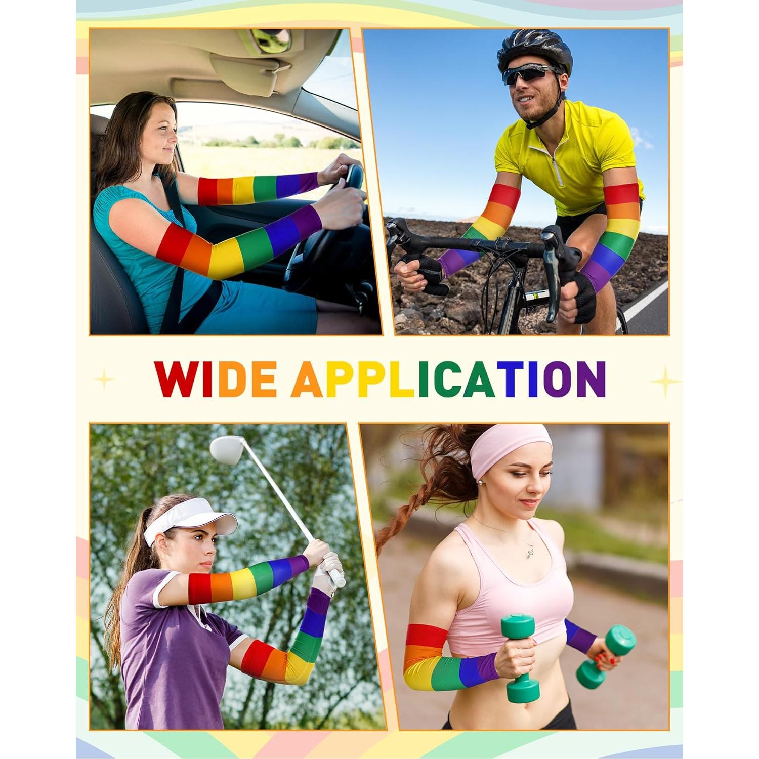 6 Pares Mangas de Brazo Arcoíris Shyyween - Protección Solar LGBT