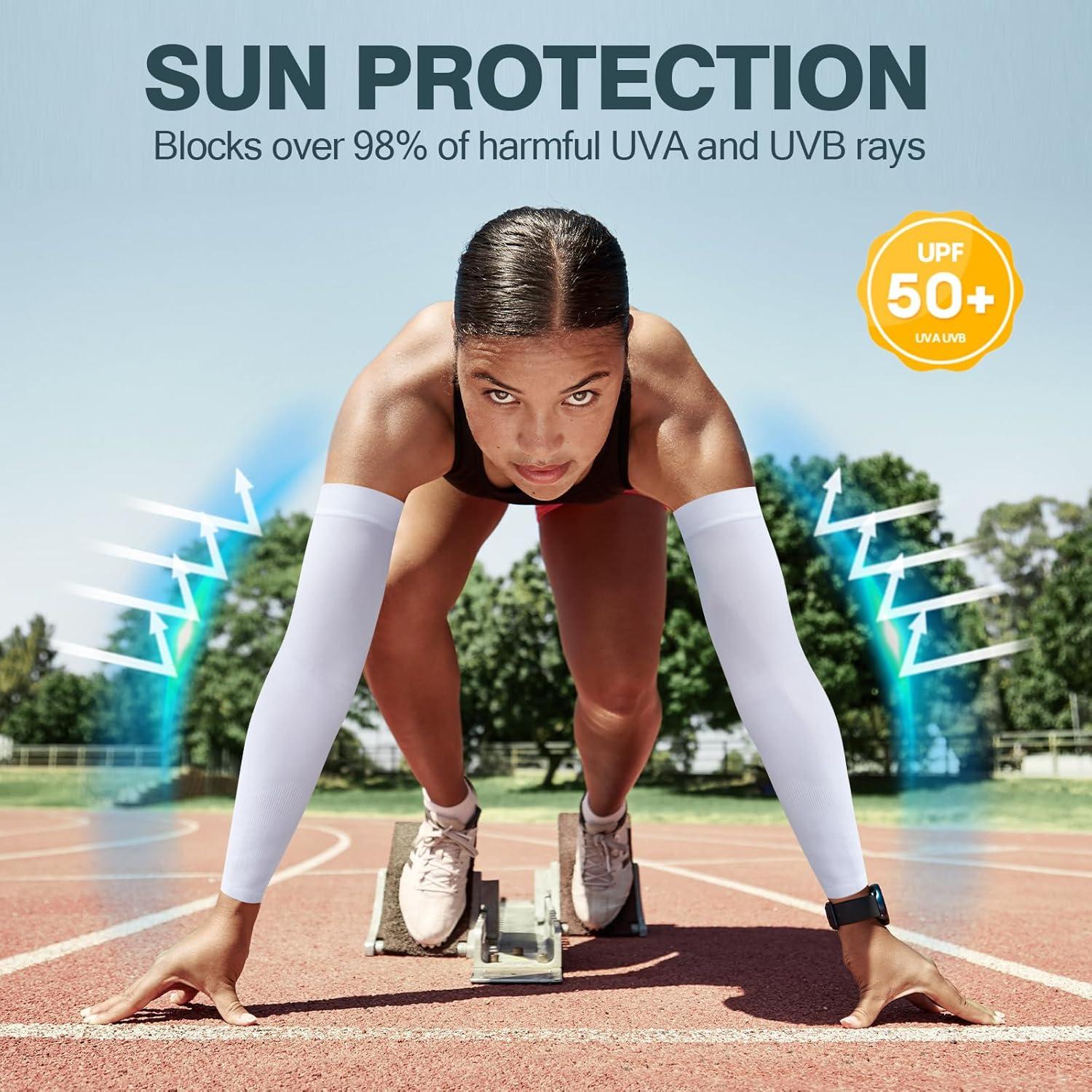 Mangas de Compresión UV 2 Pares UPF 50 Unisex - Negro y Blanco