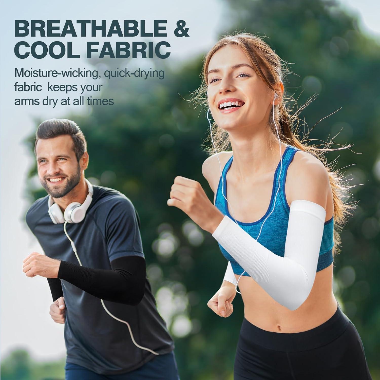 Mangas de Compresión UV 2 Pares UPF 50 Unisex - Negro y Blanco