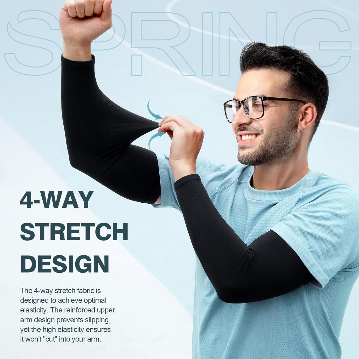 Mangas de Compresión UV 2 Pares UPF 50 Unisex - Negro y Blanco