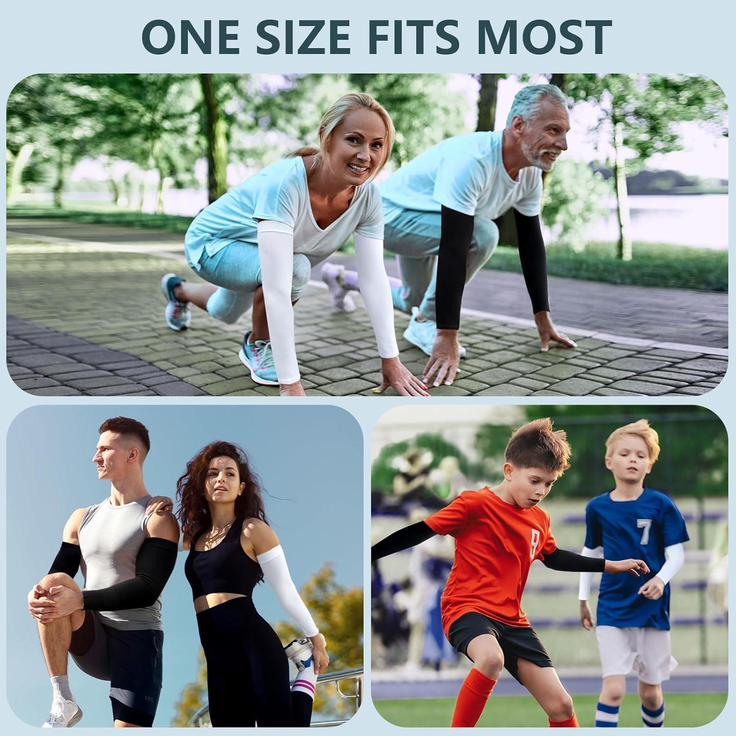 Mangas de Compresión UV 2 Pares UPF 50 Unisex - Negro y Blanco