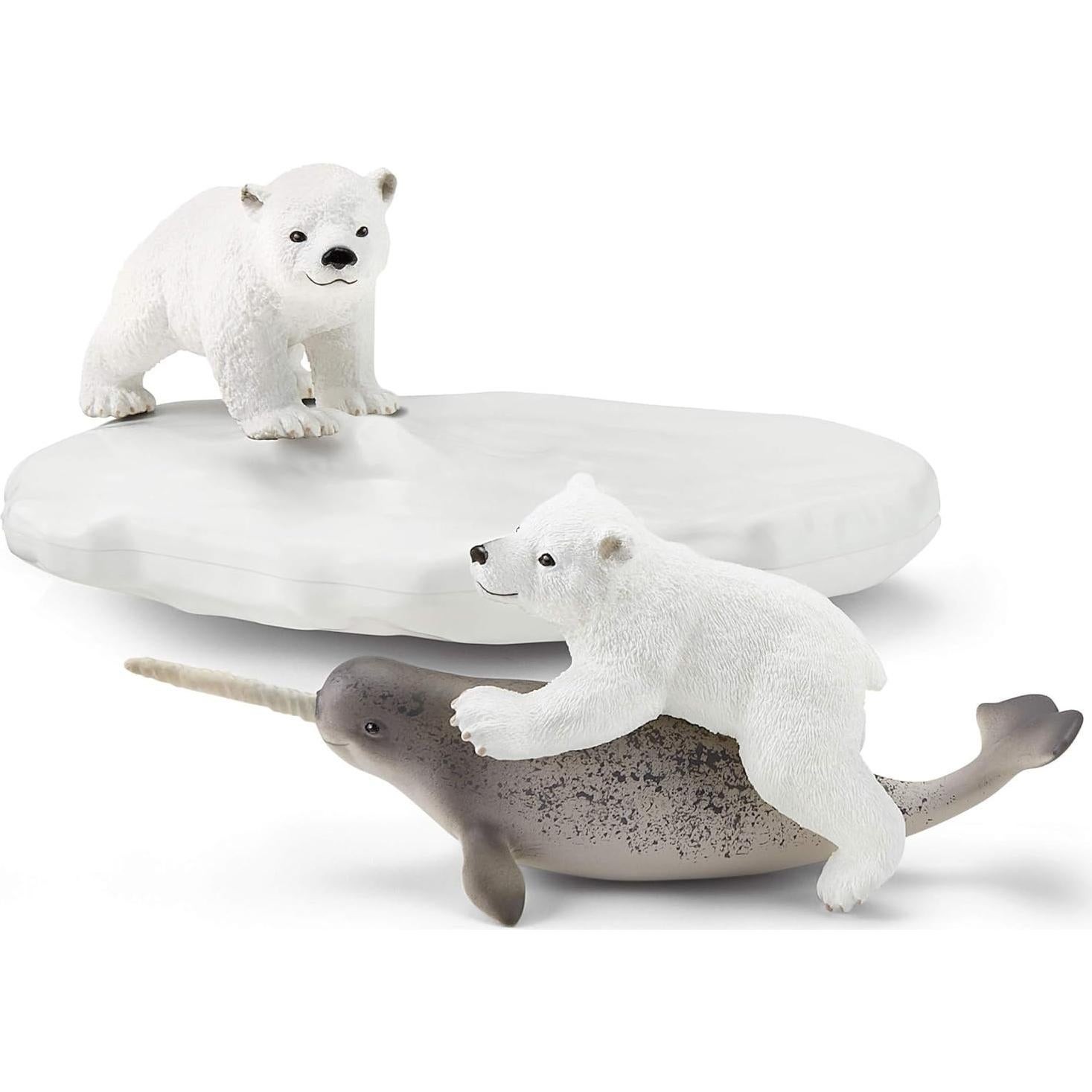 Schleich Parque Polar 4 Piezas Oso Polar y Narval
