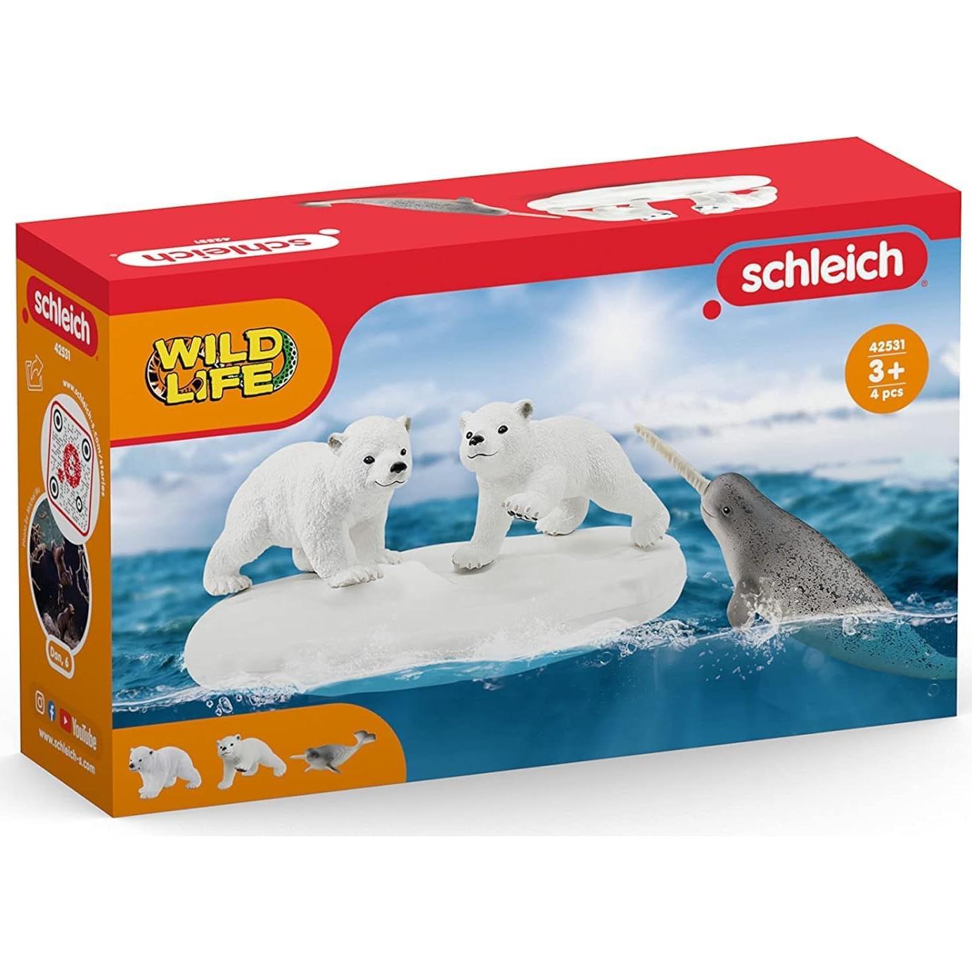 Schleich Parque Polar 4 Piezas Oso Polar y Narval