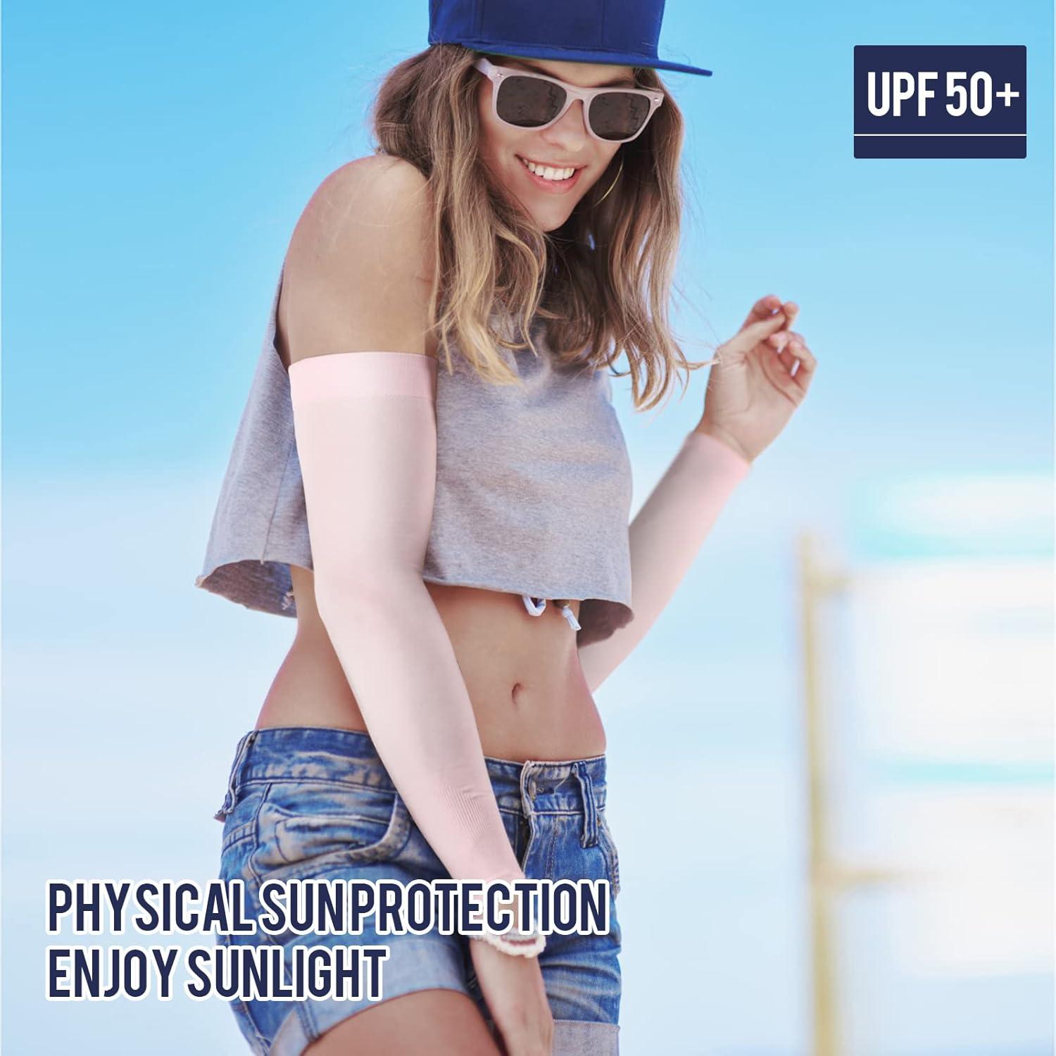 Mangas de Compresión GOUNOD UV para Hombres y Mujeres - 4 Pares Negros