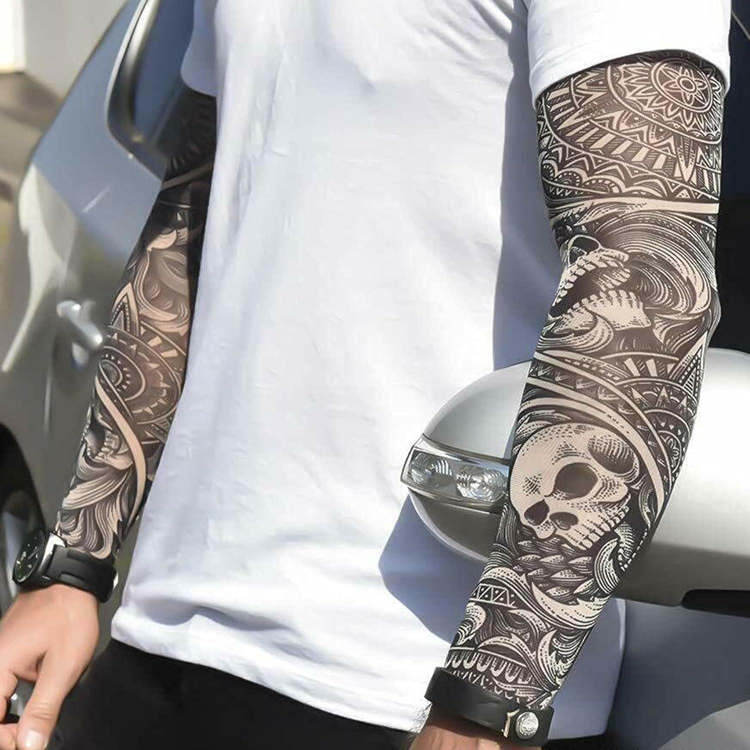 2 Mangas de Tatuaje Nylon Elástico Adulto Punk Rocker Halloween