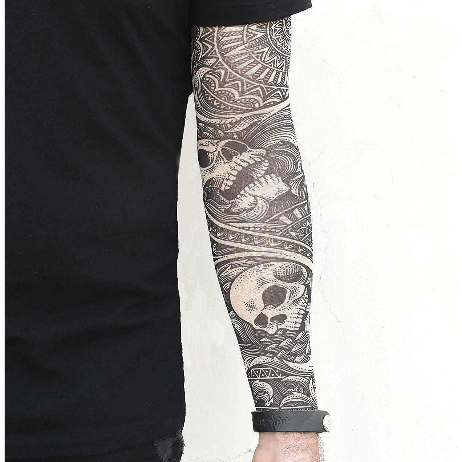 2 Mangas de Tatuaje Nylon Elástico Adulto Punk Rocker Halloween