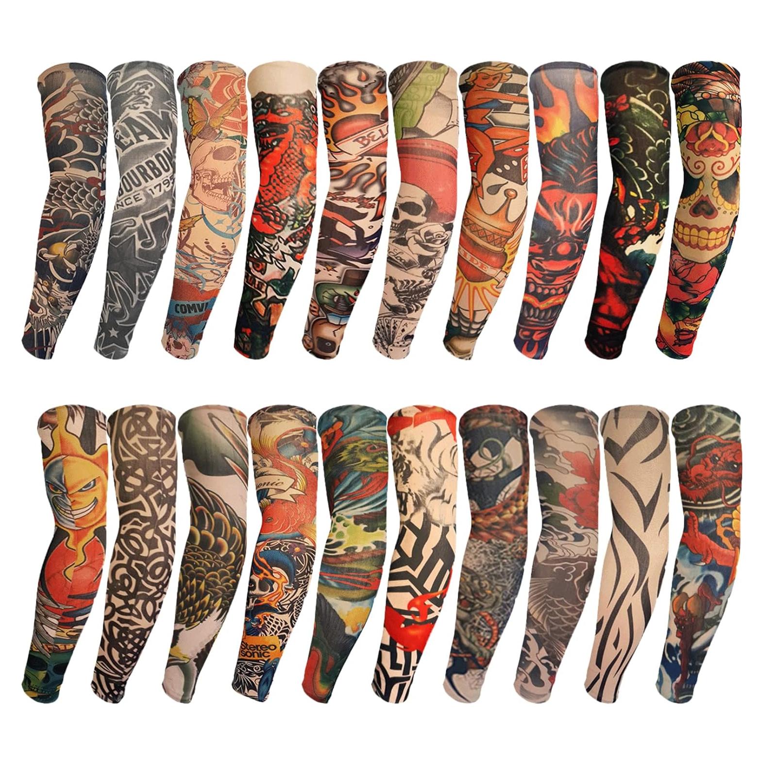 20 Piezas Mangas de Tatuaje Temporales Unisex ChurlChurl