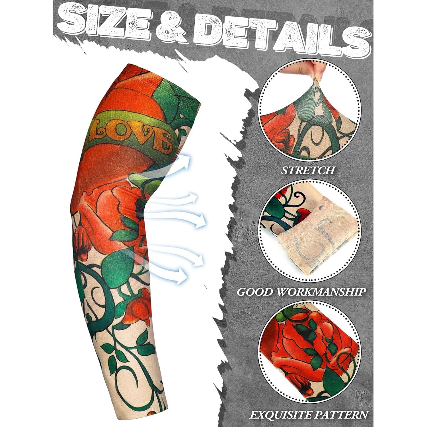 Geyoga Set de 12 Mangas de Tatuaje Falsas UV Unisex