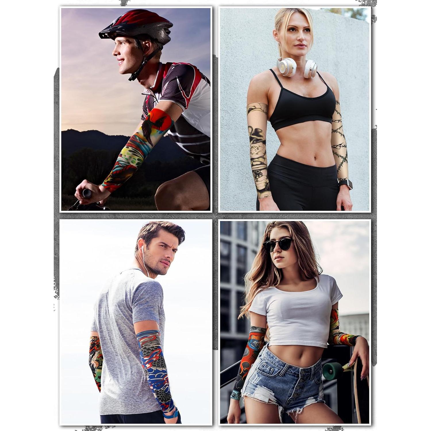 Geyoga Set de 12 Mangas de Tatuaje Falsas UV Unisex