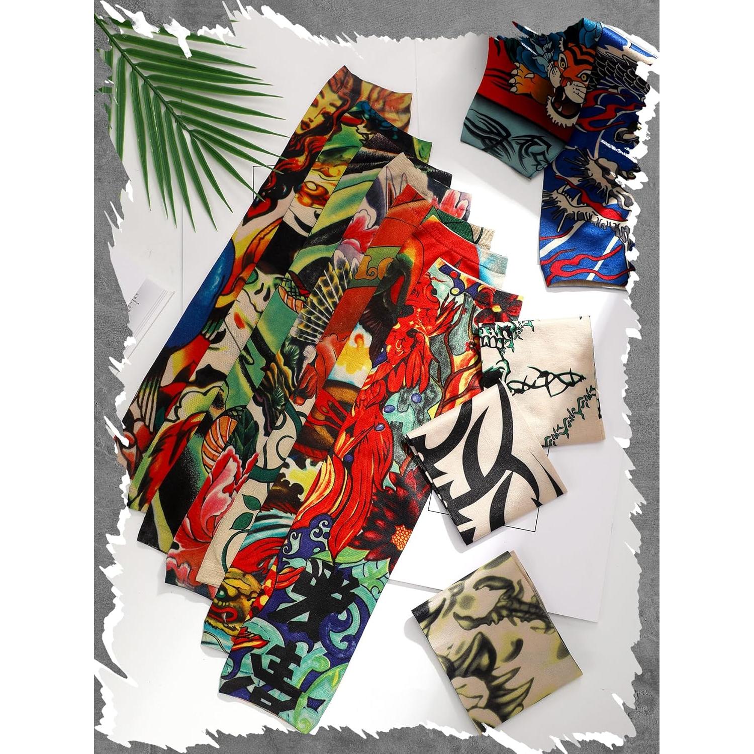 Geyoga Set de 12 Mangas de Tatuaje Falsas UV Unisex