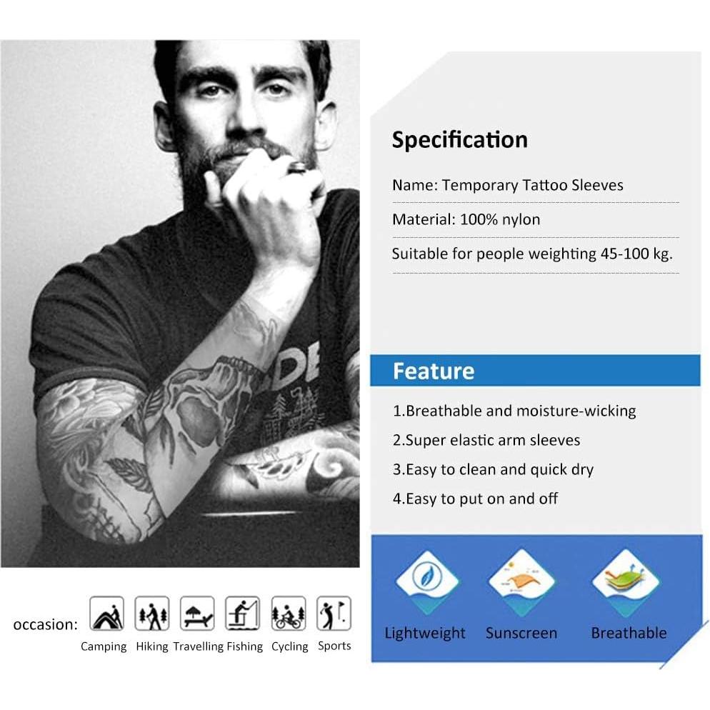 SPOKKI 24 Mangas de Tatuaje Temporal Falsas para Adultos