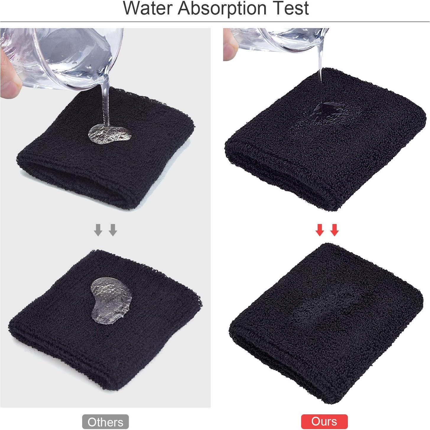 Muñequera Deportiva Absorbente Willbond 6 Pcs Negro 8x8 cm