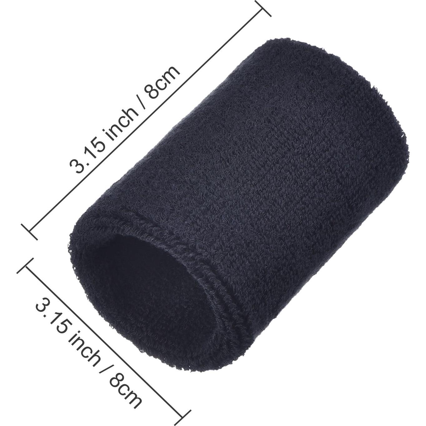 Muñequera Deportiva Absorbente Willbond 6 Pcs Negro 8x8 cm