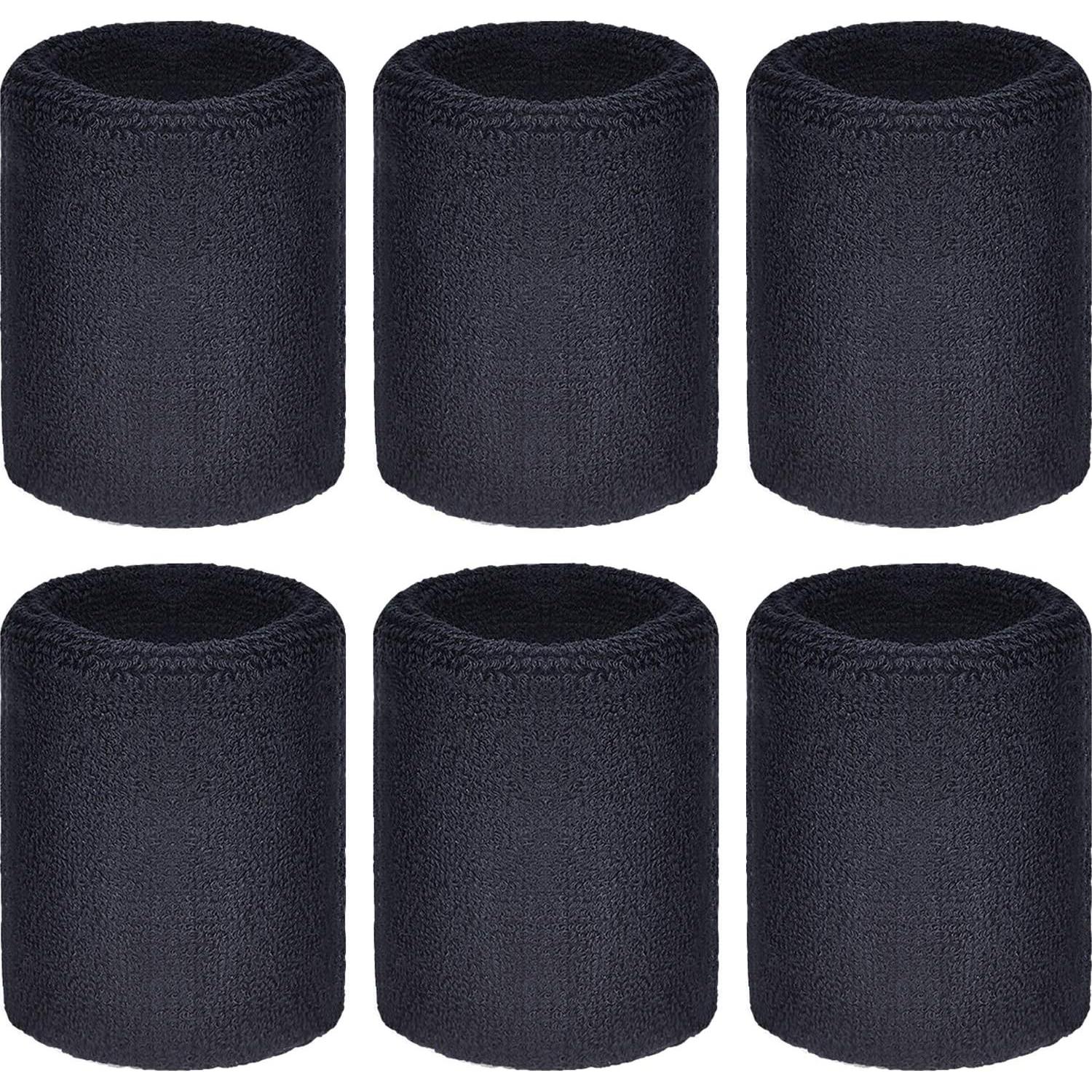 Muñequera Deportiva Absorbente Willbond 6 Pcs Negro 8x8 cm