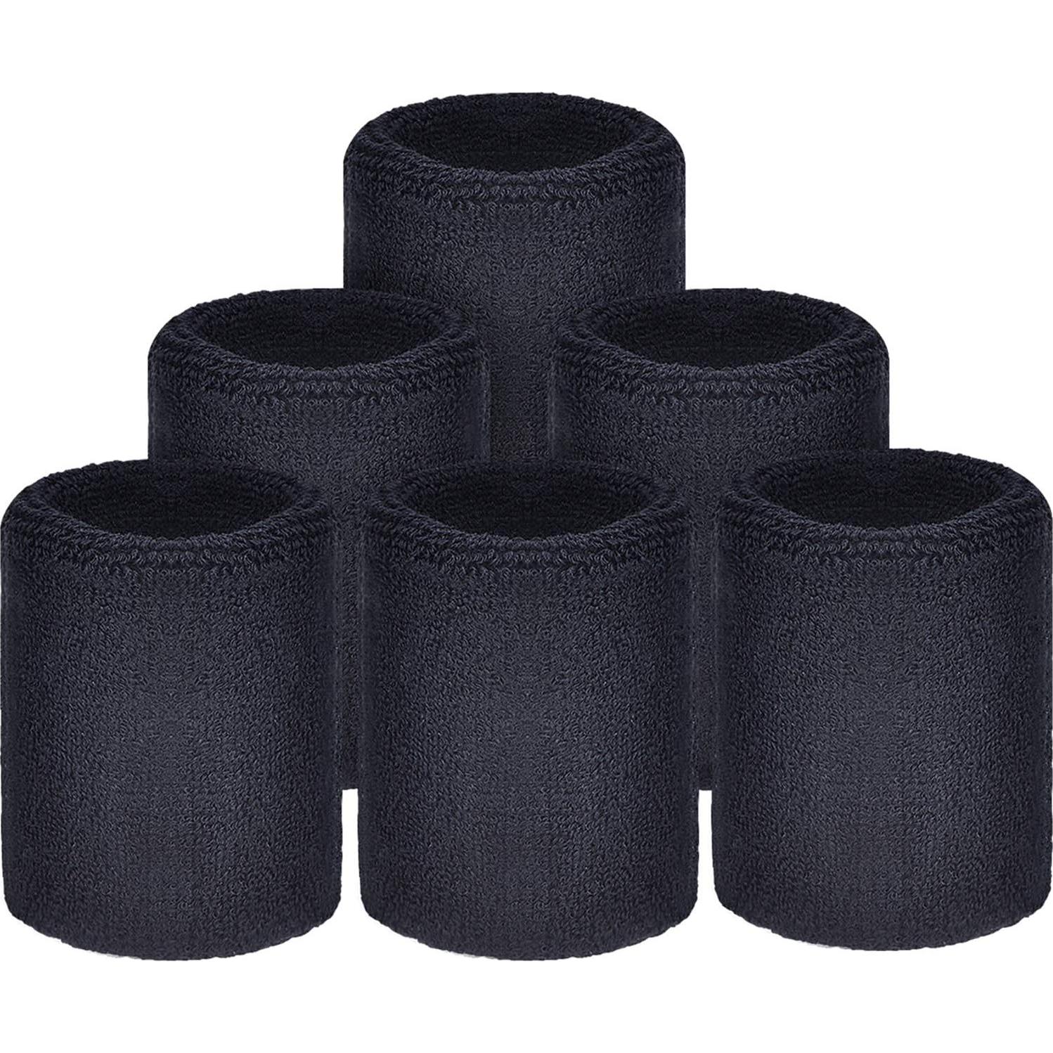 Muñequera Deportiva Absorbente Willbond 6 Pcs Negro 8x8 cm