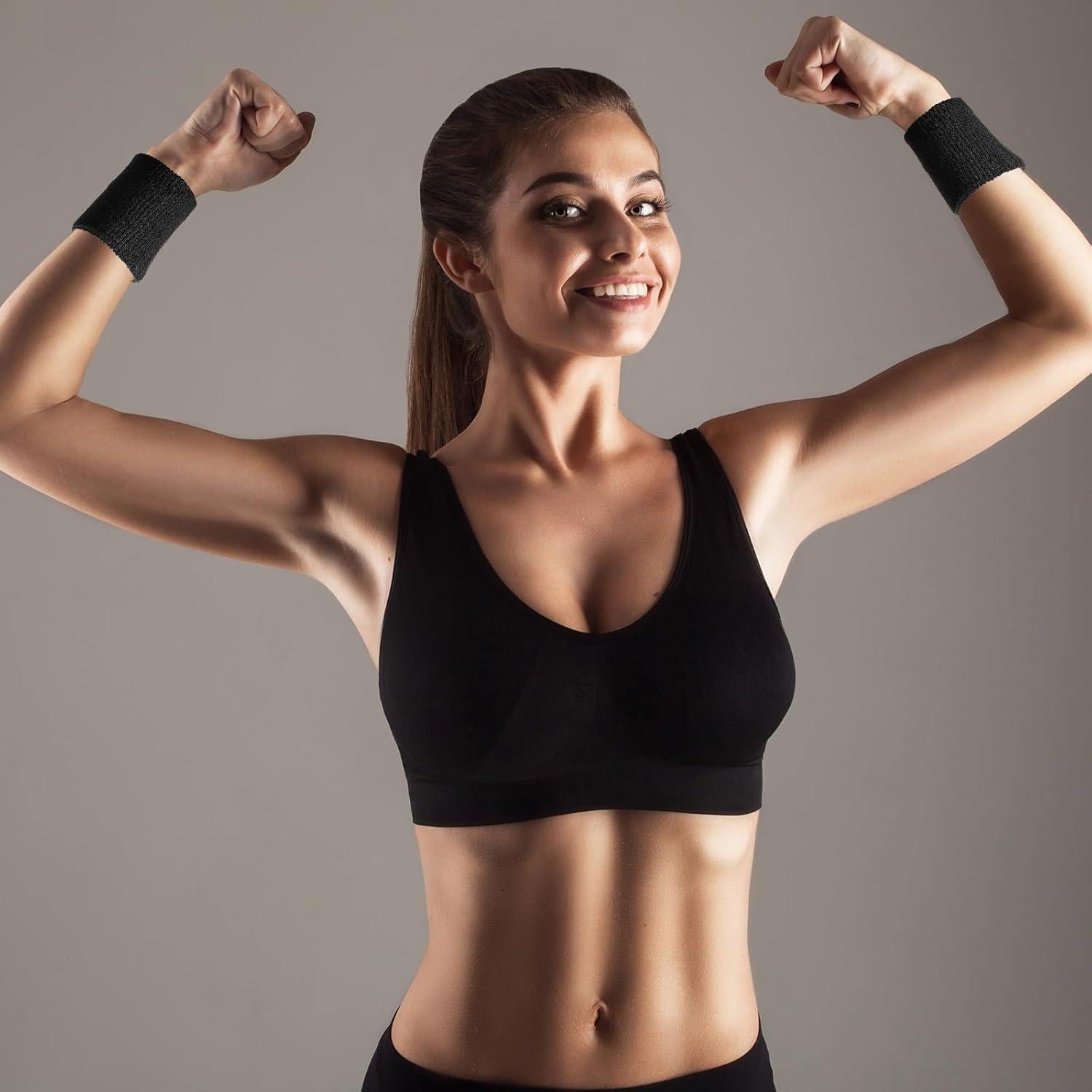 Muñequera de Sudor Bememo 24 Pcs Unisex Absorbentes Elásticas