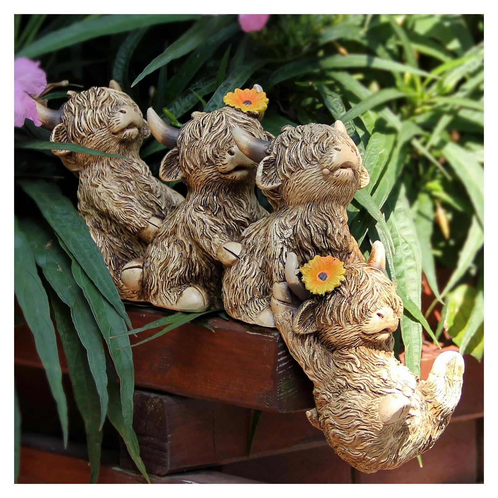 Estatua de Vaca Highland para Jardín - Leekung - 4 Piezas