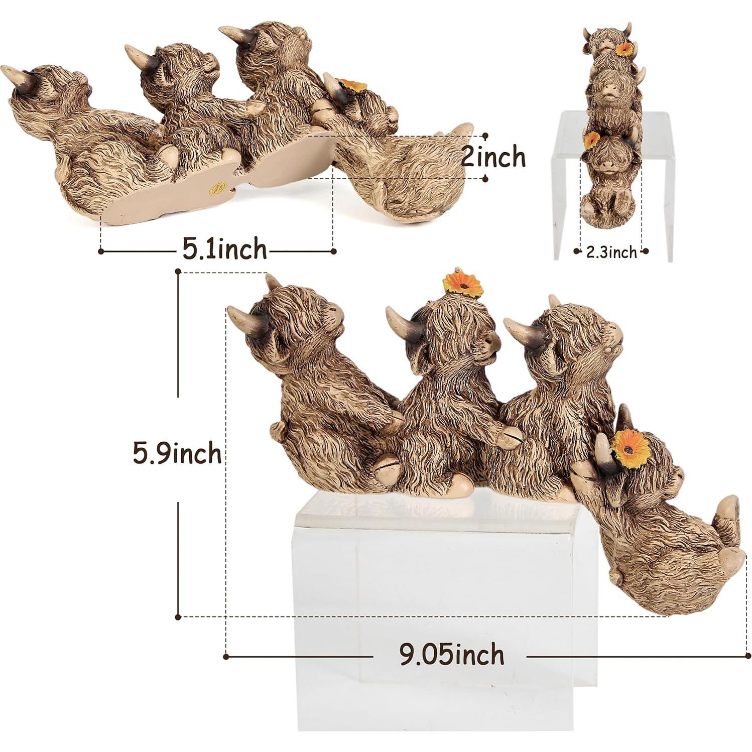 Estatua de Vaca Highland para Jardín - Leekung - 4 Piezas