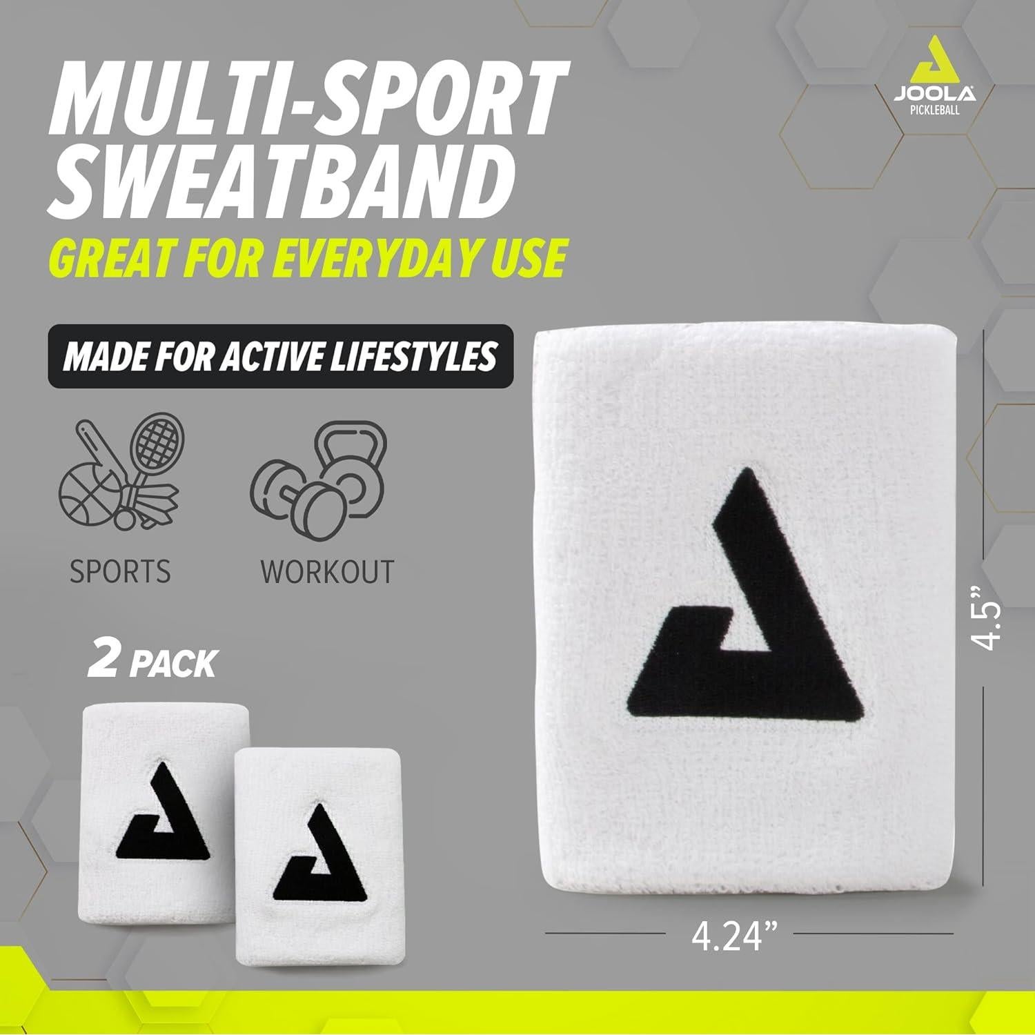 Muñequera JOOLA Trinity - 2 Paquete Blanca Absorbente 11.43 cm